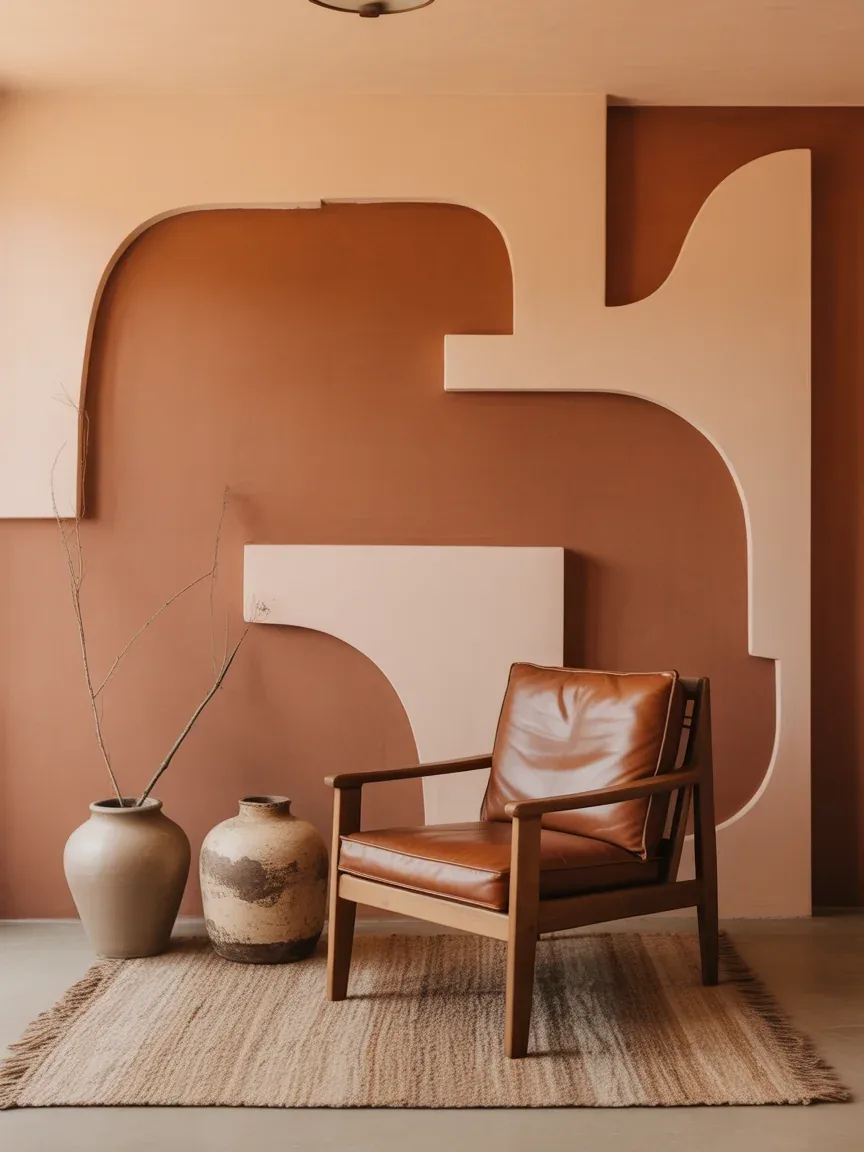9. Southwestern Boho Accent Wall With Painted Shapes 9. Southwestern Boho Accent Wall With Painted Shapes