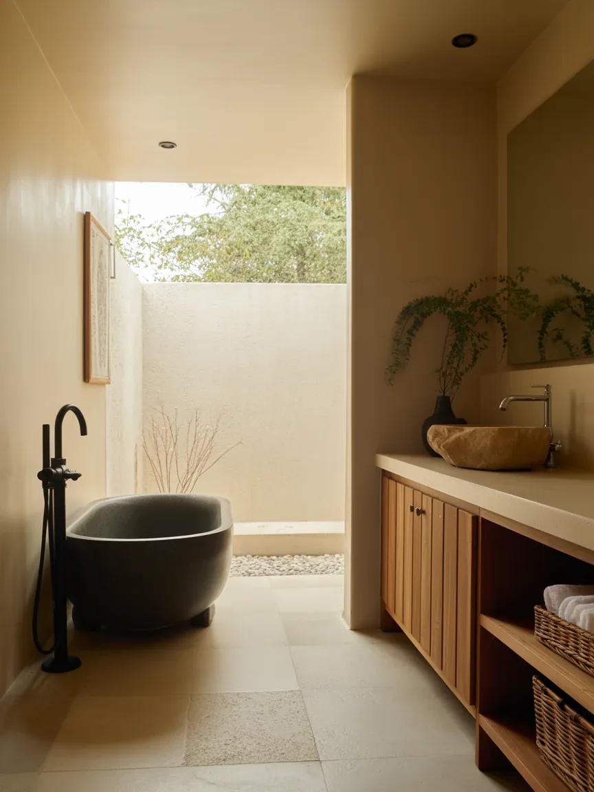 6. Spa-Inspired Sanctuary With Black Fixtures 6. Spa-Inspired Sanctuary With Black Fixtures