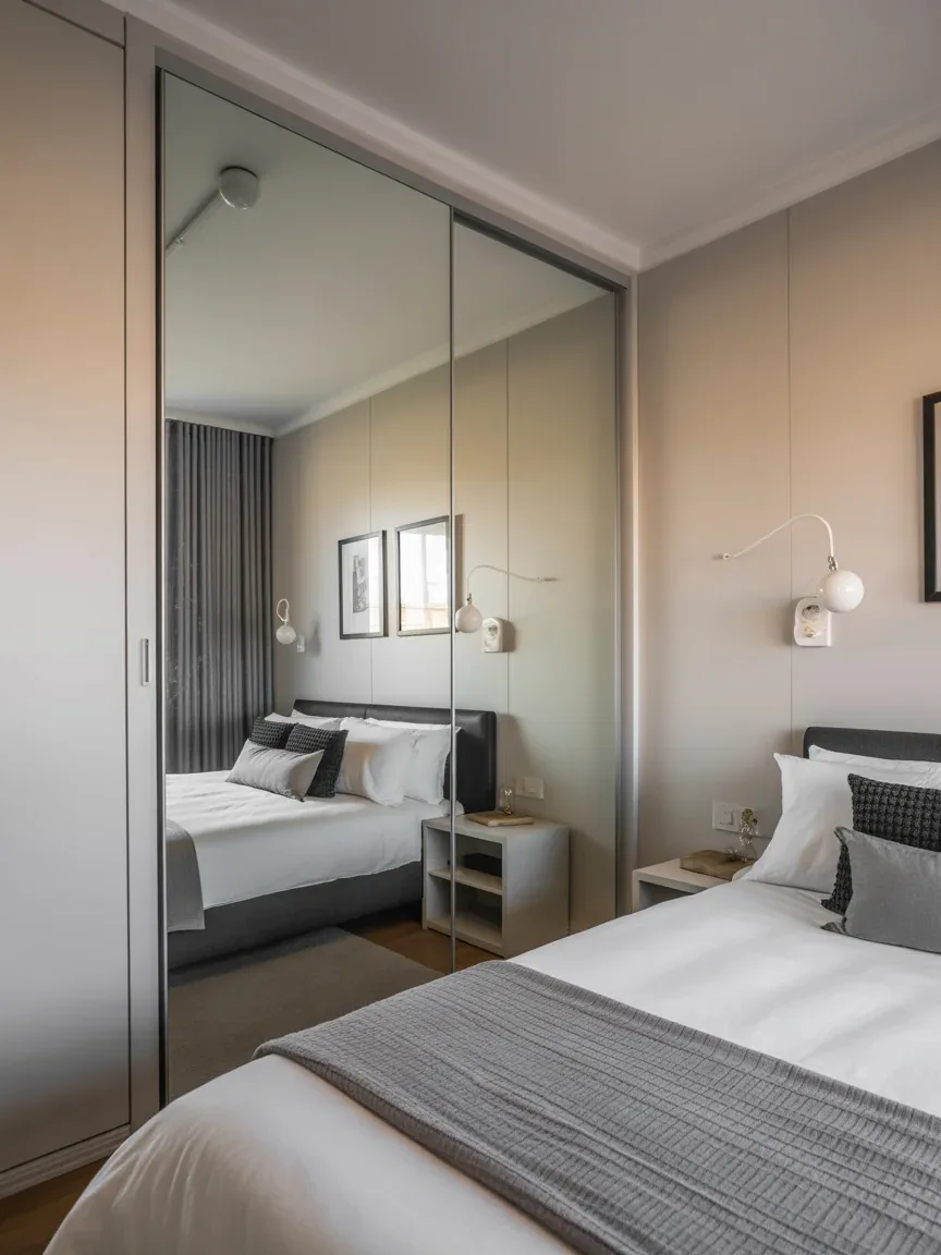 13. Tiny Apartment Bedroom With Sliding Door Wardrobe 13. Tiny Apartment Bedroom With Sliding Door Wardrobe