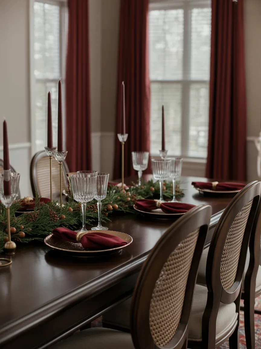 7. Traditional Thanksgiving Dining Room With Rich Burgundy Accents 7. Traditional Thanksgiving Dining Room With Rich Burgundy Accents