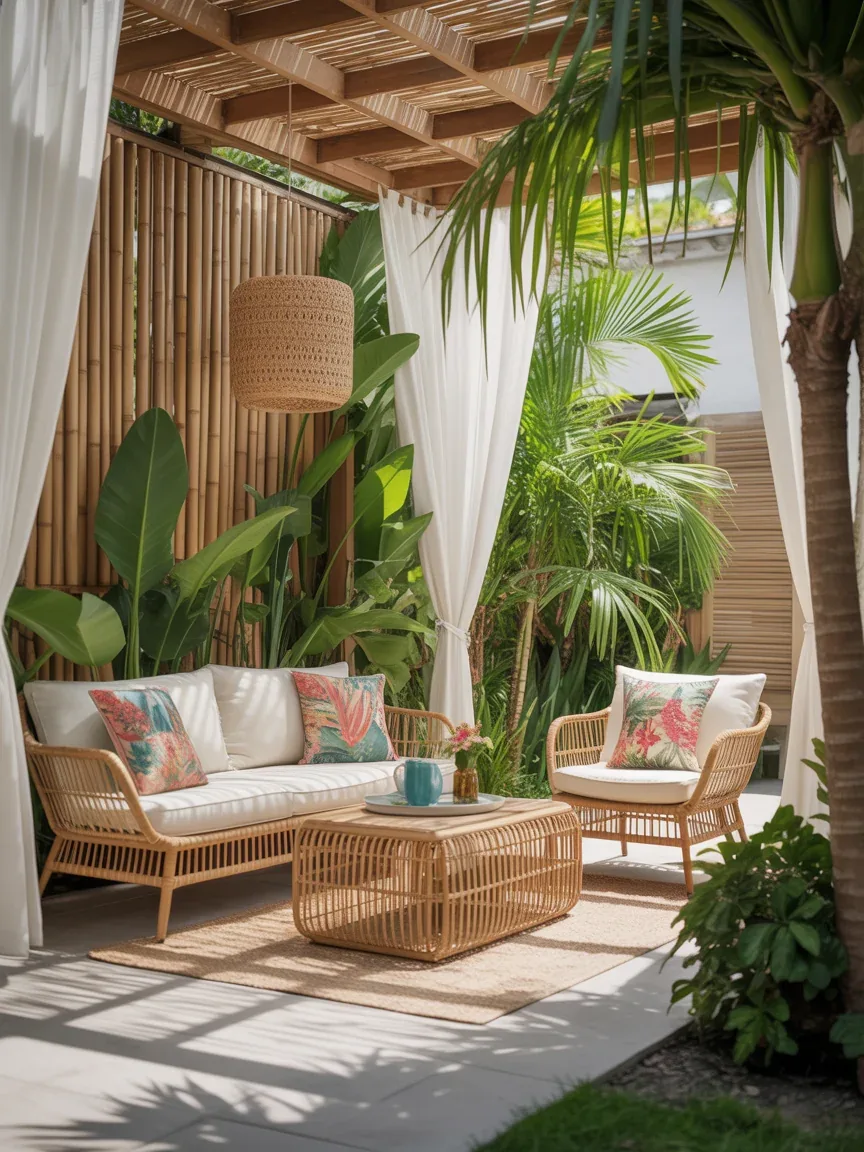 4. Tropical Patio Escape With Budget Bamboo Accents 4. Tropical Patio Escape With Budget Bamboo Accents