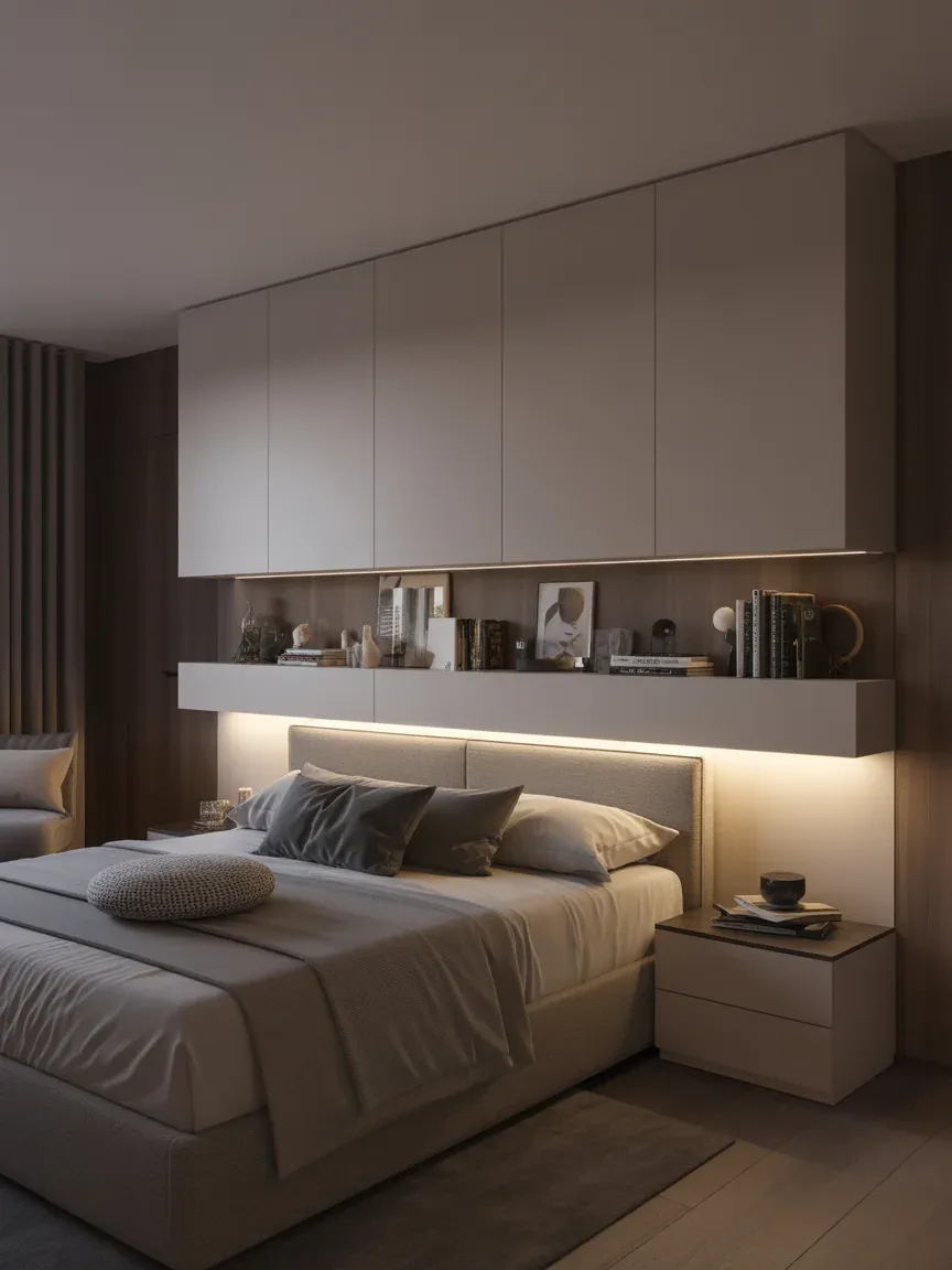 17. Ultra-Modern Smart Bedroom With Tech-Friendly Storage 17. Ultra-Modern Smart Bedroom With Tech-Friendly Storage