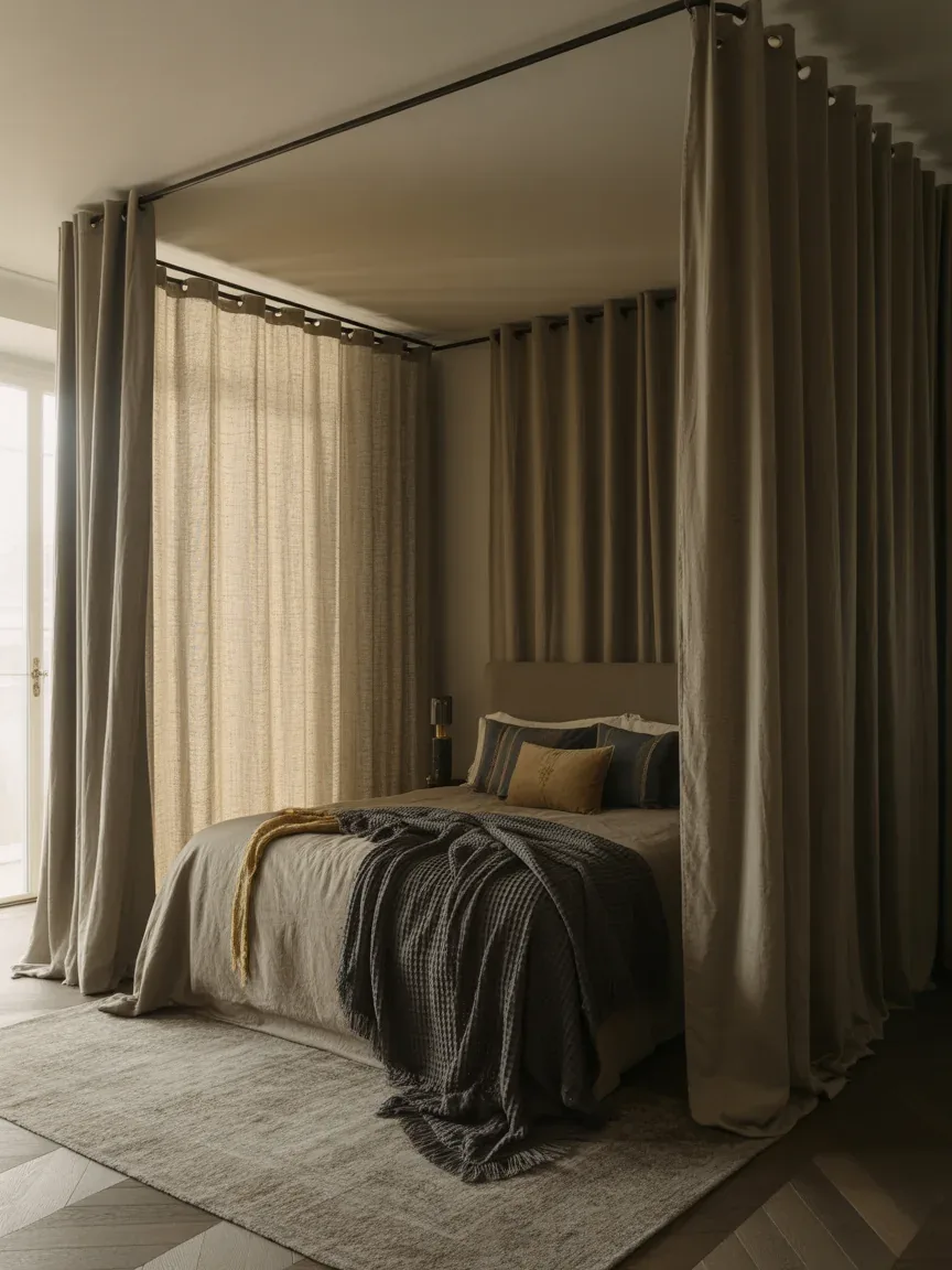 Use Curtains and Rugs to Soften the Space Use Curtains and Rugs to Soften the Space