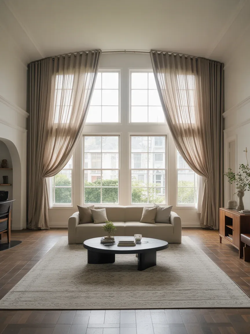 Use Rugs and Curtains to Anchor the Space Use Rugs and Curtains to Anchor the Space