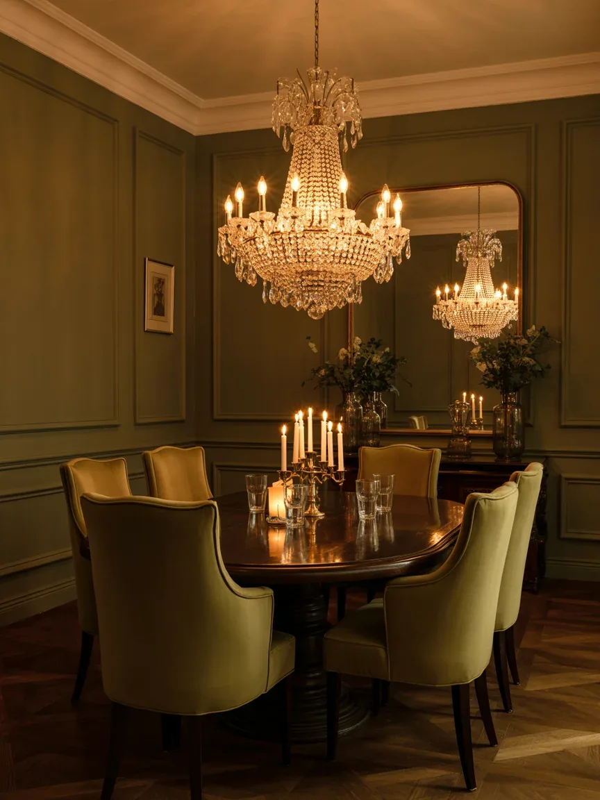 3. Vintage Dining Room With Dramatic Chandelier Lighting 3. Vintage Dining Room With Dramatic Chandelier Lighting