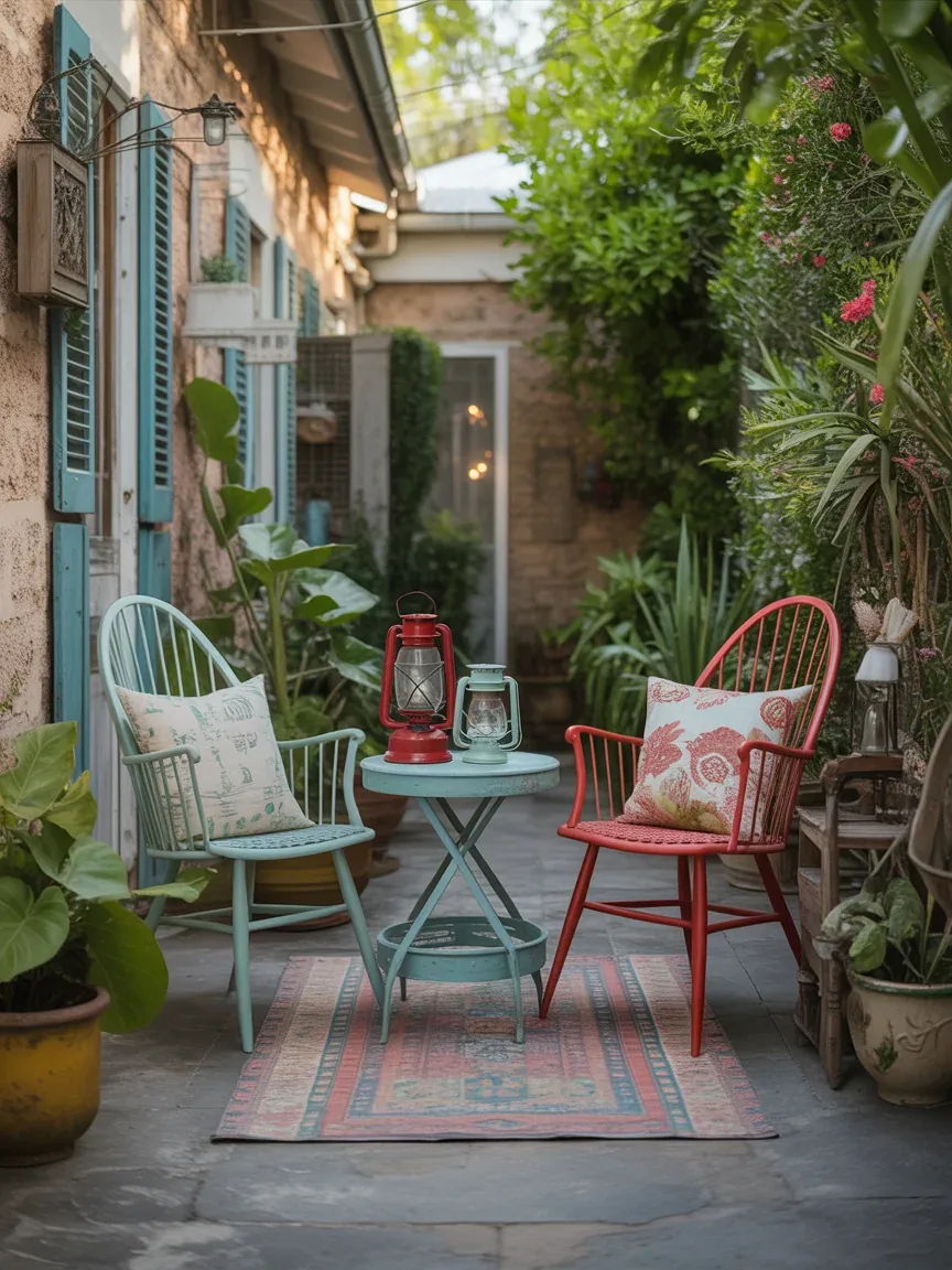13. Vintage Eclectic Patio With Thrifted Finds 13. Vintage Eclectic Patio With Thrifted Finds