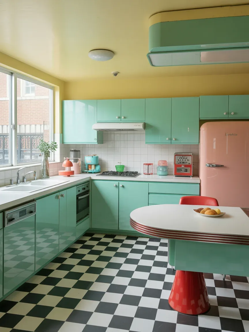 5. Vintage Retro Kitchen With Colorful Personality 5. Vintage Retro Kitchen With Colorful Personality