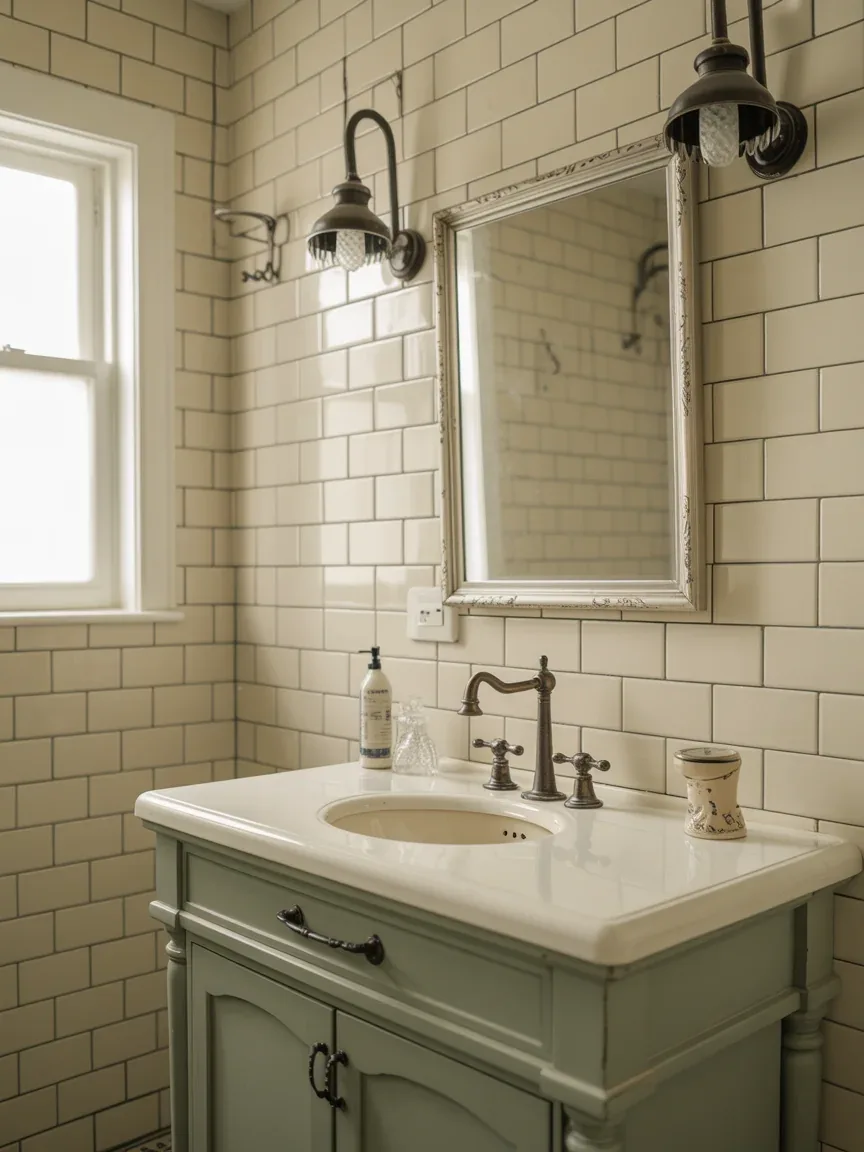 12. Vintage-Inspired Bathroom With Modern Black Touches 12. Vintage-Inspired Bathroom With Modern Black Touches