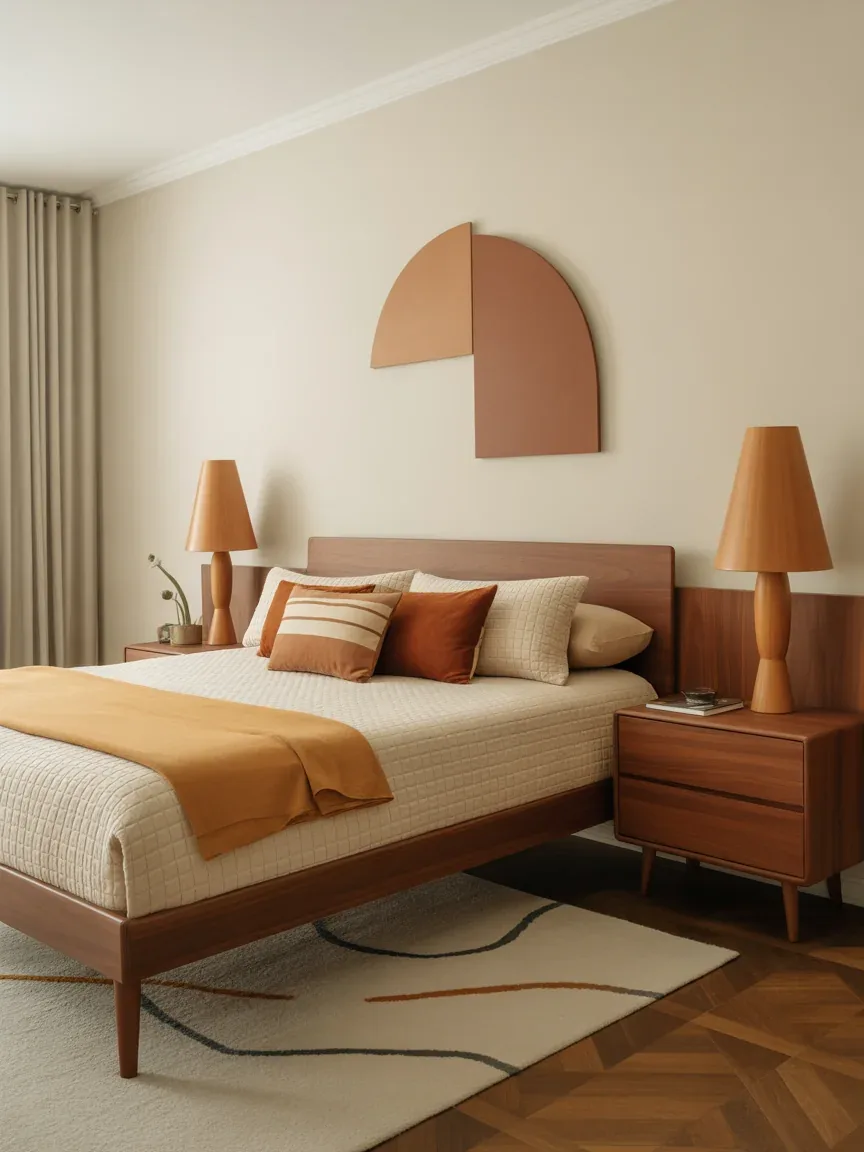 9. Warm Mid-Century Modern Autumn Bedroom 9. Warm Mid-Century Modern Autumn Bedroom