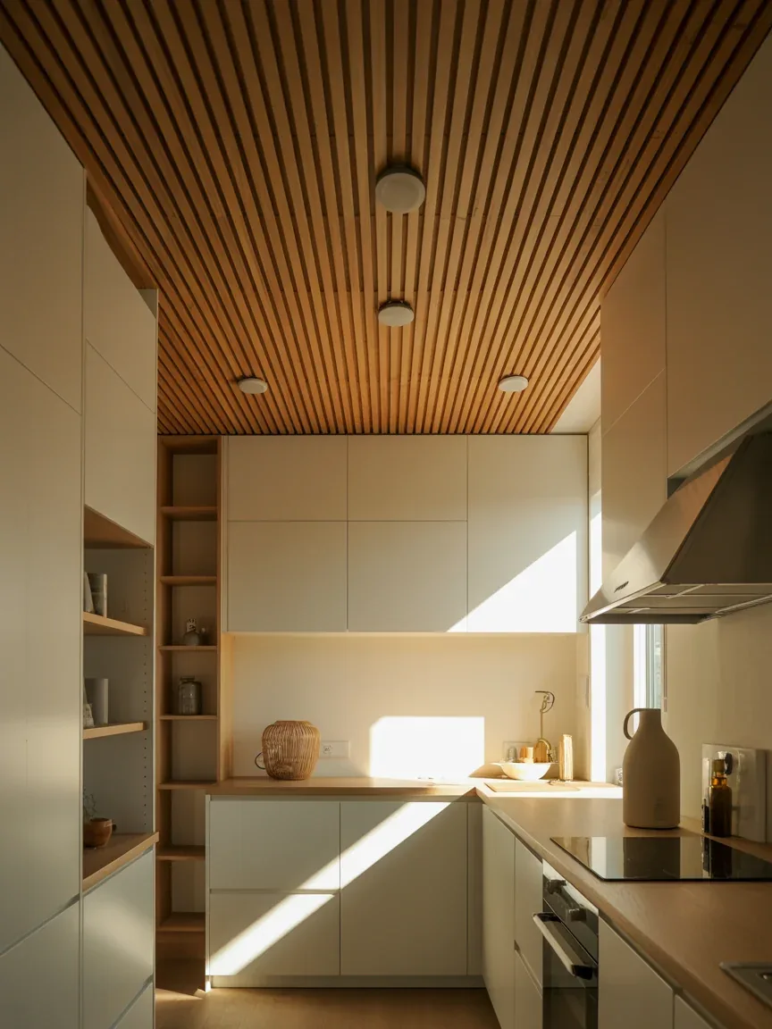 1. Warm Wood Slat Ceiling With Scandinavian Minimalism 1. Warm Wood Slat Ceiling With Scandinavian Minimalism