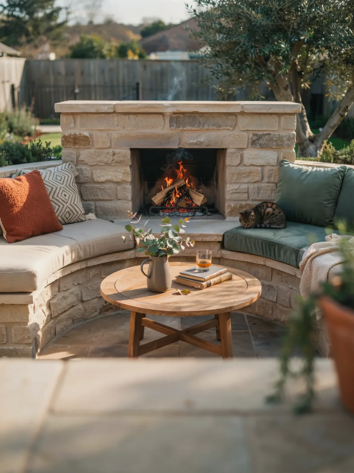 Add Built-In Seating Around the Fireplace