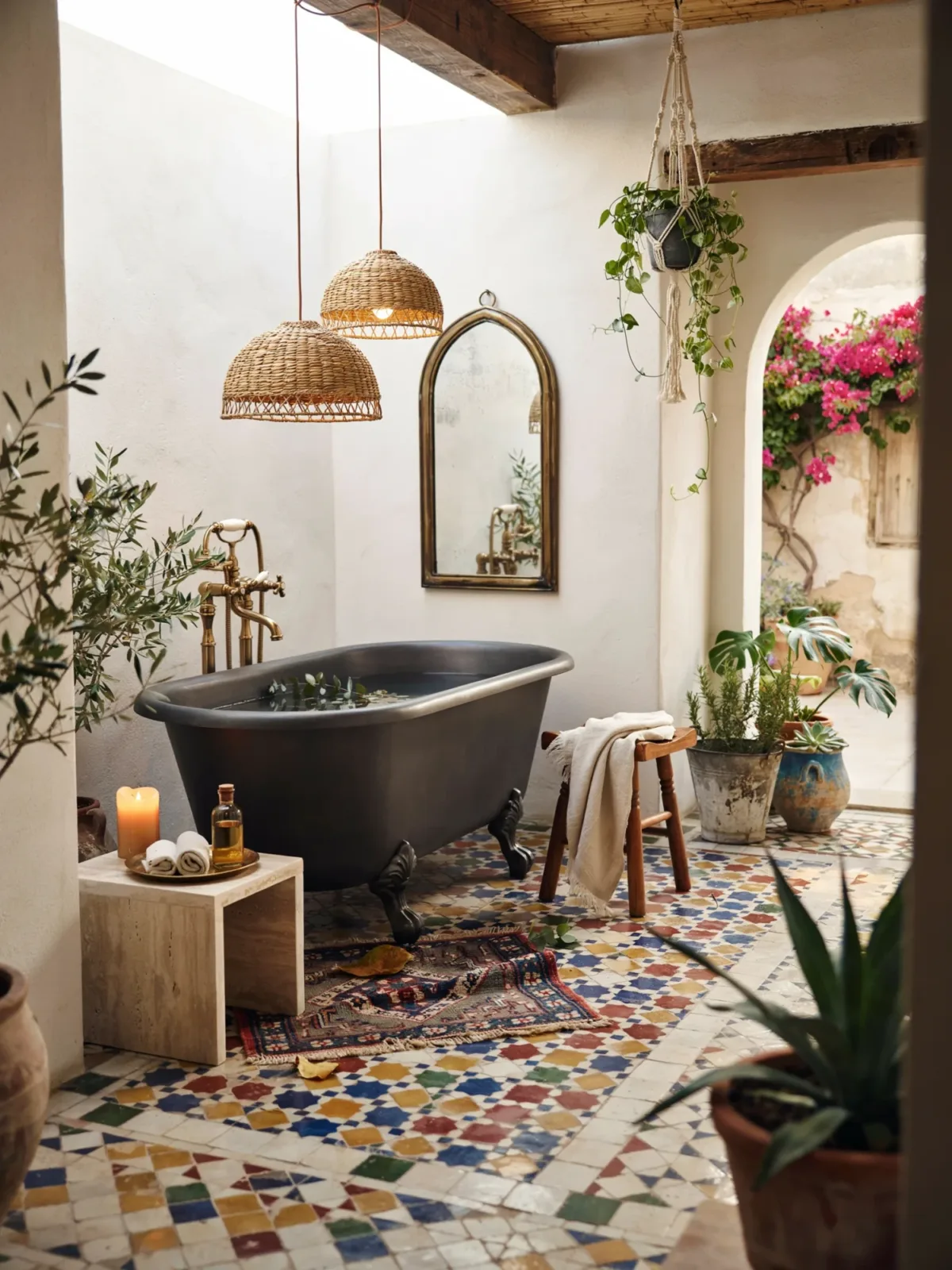 12. Bohemian Outdoor Bathroom With Artistic Flair 12. Bohemian Outdoor Bathroom With Artistic Flair