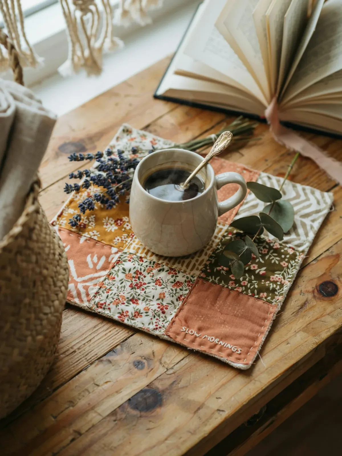 17. Boho Patchwork Mug Rug With Eclectic Personality 17. Boho Patchwork Mug Rug With Eclectic Personality