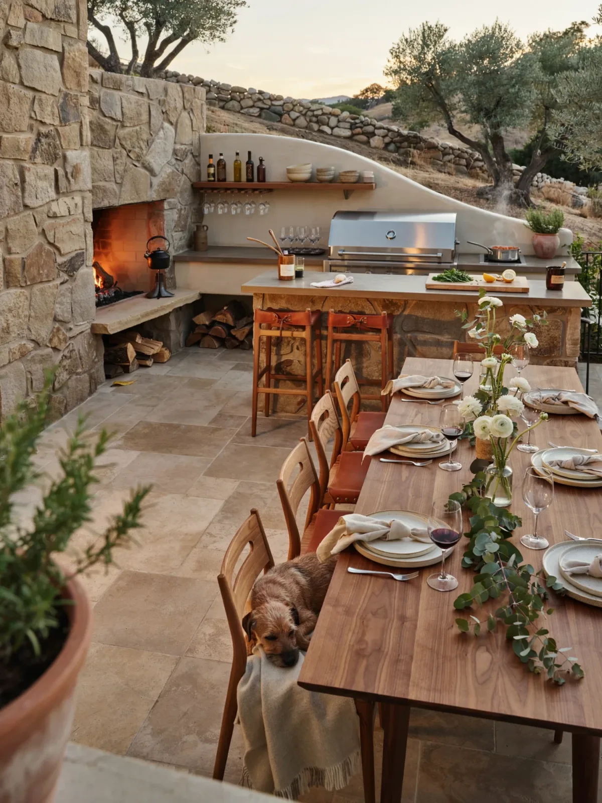 Build a Fireplace Into an Outdoor Kitchen