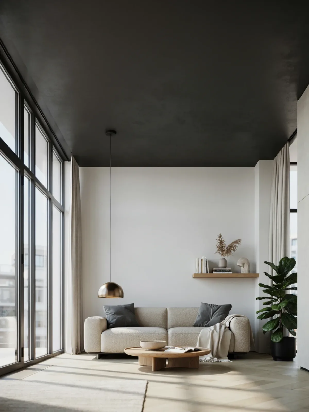 18. Carbon Black Open-Concept Space With High Contrast Drama