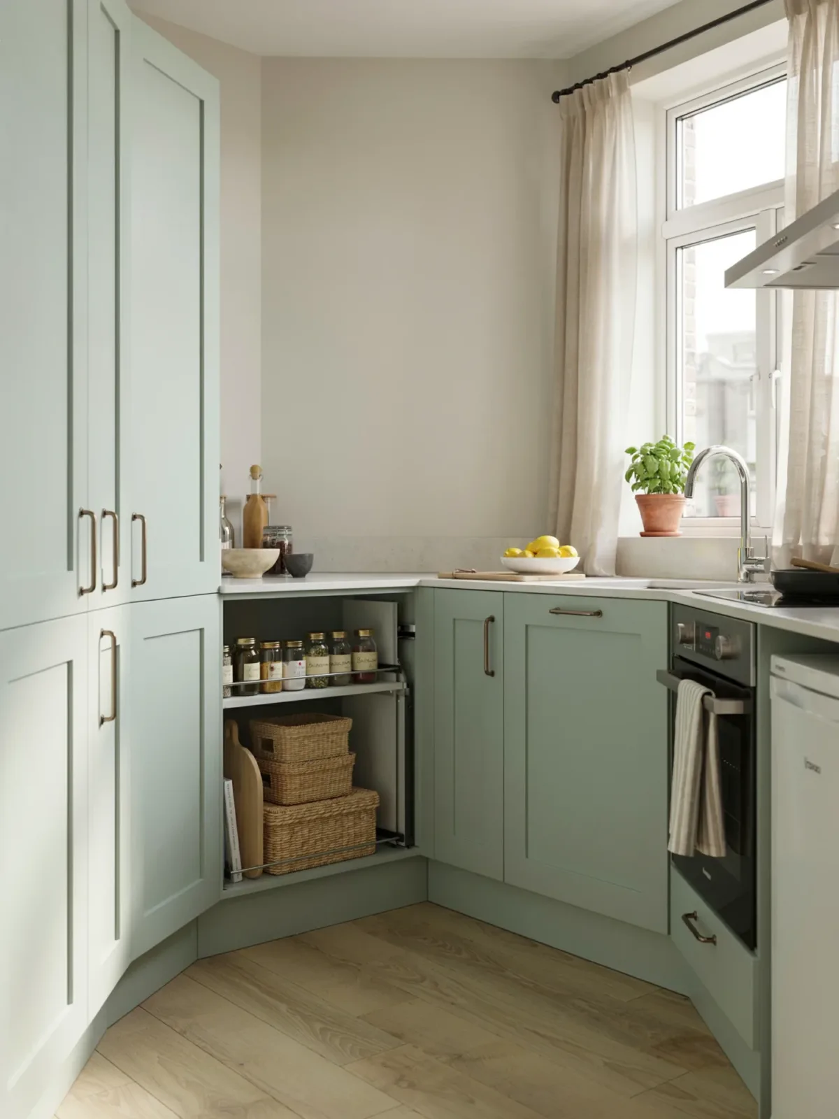7. Compact Apartment L-Shaped Kitchen 7. Compact Apartment L-Shaped Kitchen