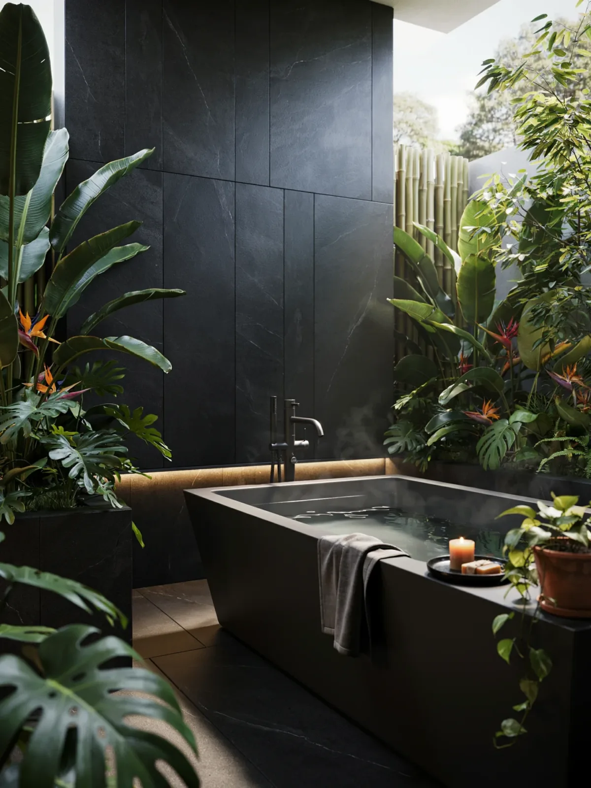 10. Contemporary Black Stone Statement Bathroom 10. Contemporary Black Stone Statement Bathroom