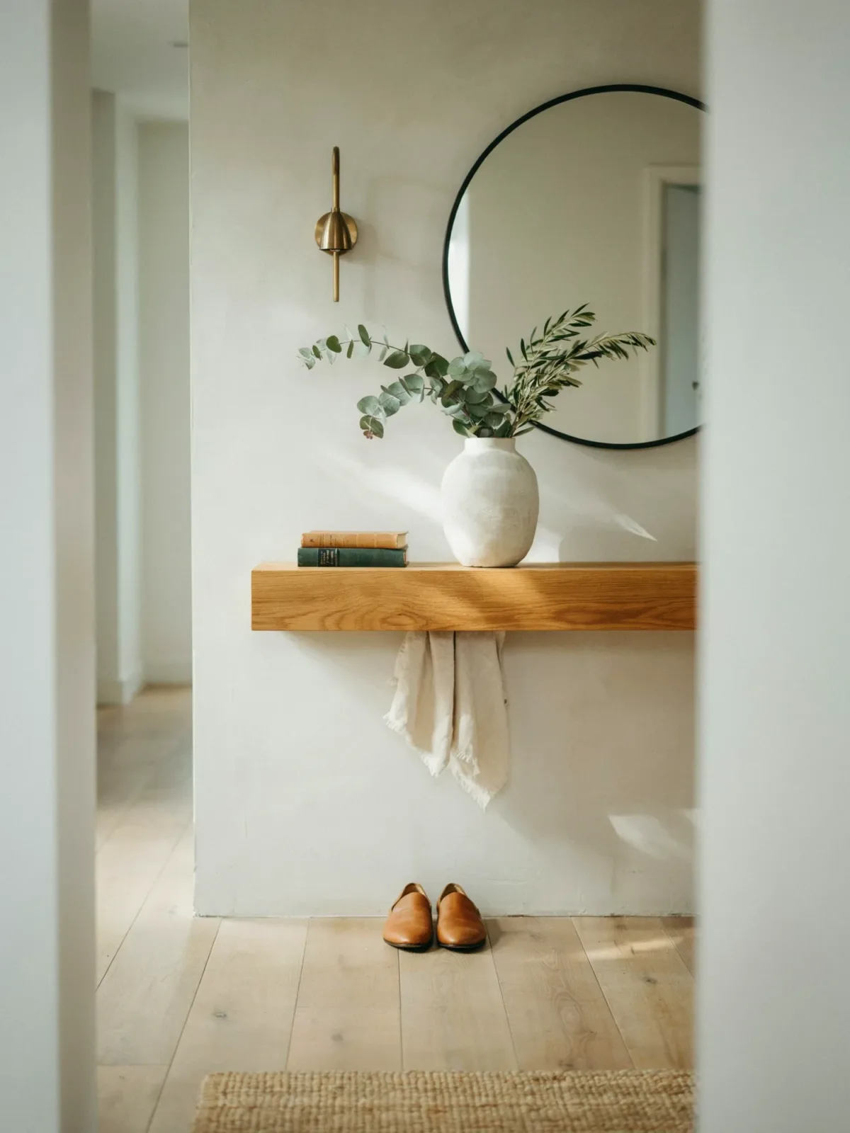 5. Contemporary Entryway With A Floating Wood Console 5. Contemporary Entryway With A Floating Wood Console