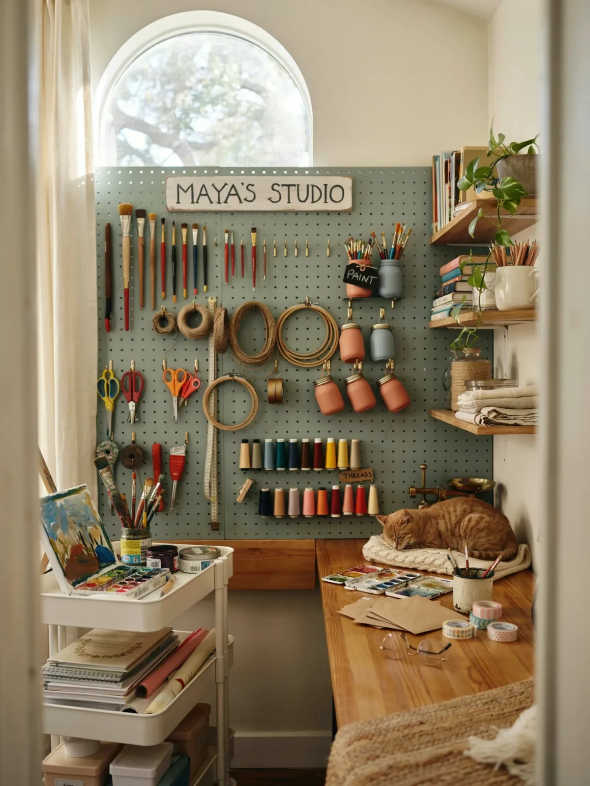 9. Creative Craft Room With Pegboard Storage 9. Creative Craft Room With Pegboard Storage