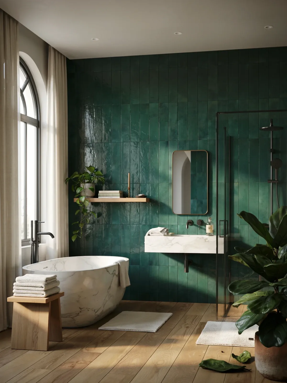 Dark Green Bathroom Black Fixtures Inspiration for a Bold and Luxurious Interior You'll Love