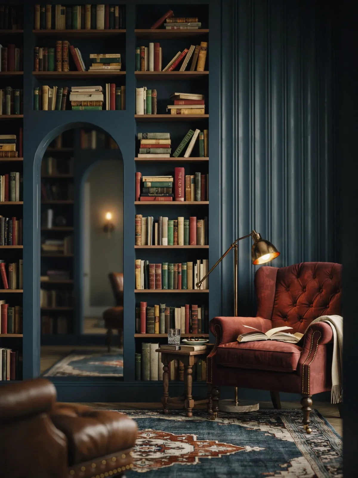 9. Dark Moody Library Accent Wall 9. Dark Moody Library Accent Wall