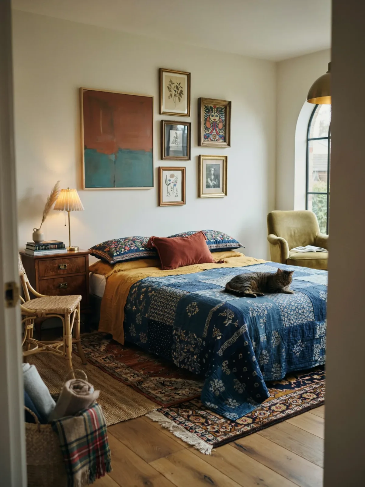 14. Eclectic Color-Lover's Bedroom With Layered Rugs 14. Eclectic Color-Lover's Bedroom With Layered Rugs