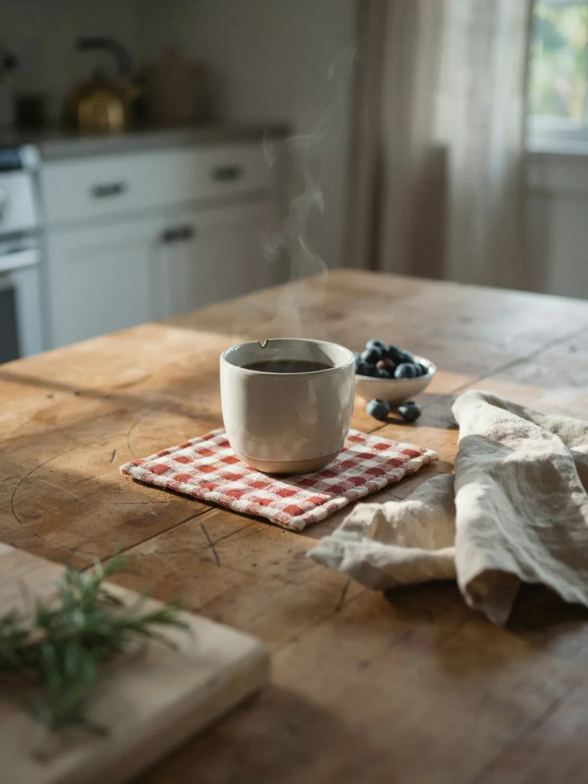 2. Farmhouse Gingham Mug Rug With Rustic Charm 2. Farmhouse Gingham Mug Rug With Rustic Charm