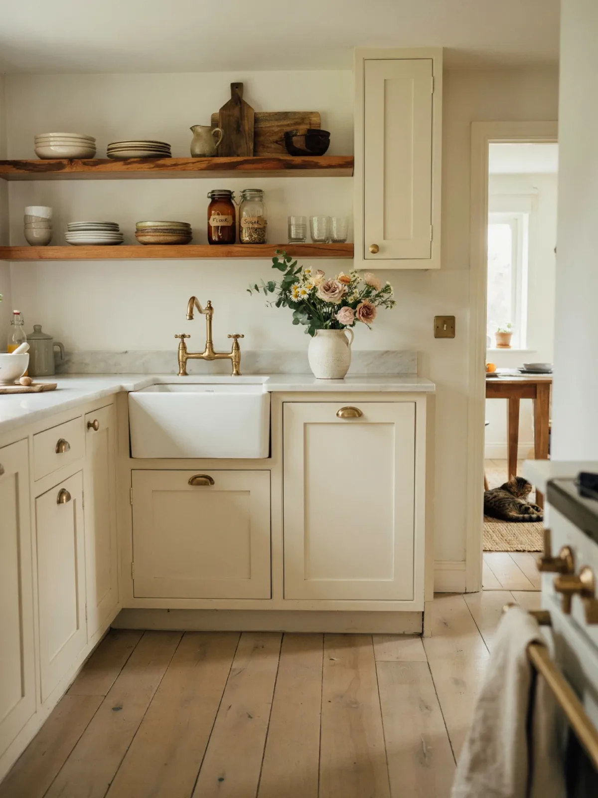 6. Farmhouse-Inspired L-Shaped Kitchen 6. Farmhouse-Inspired L-Shaped Kitchen