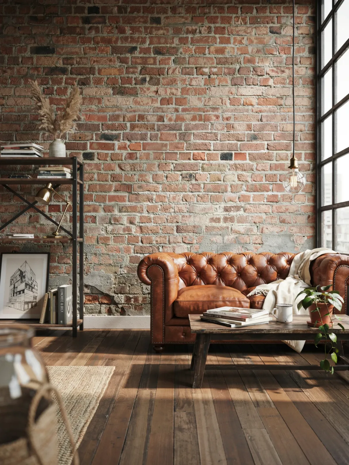 6. Faux Brick Industrial Loft Wall 6. Faux Brick Industrial Loft Wall