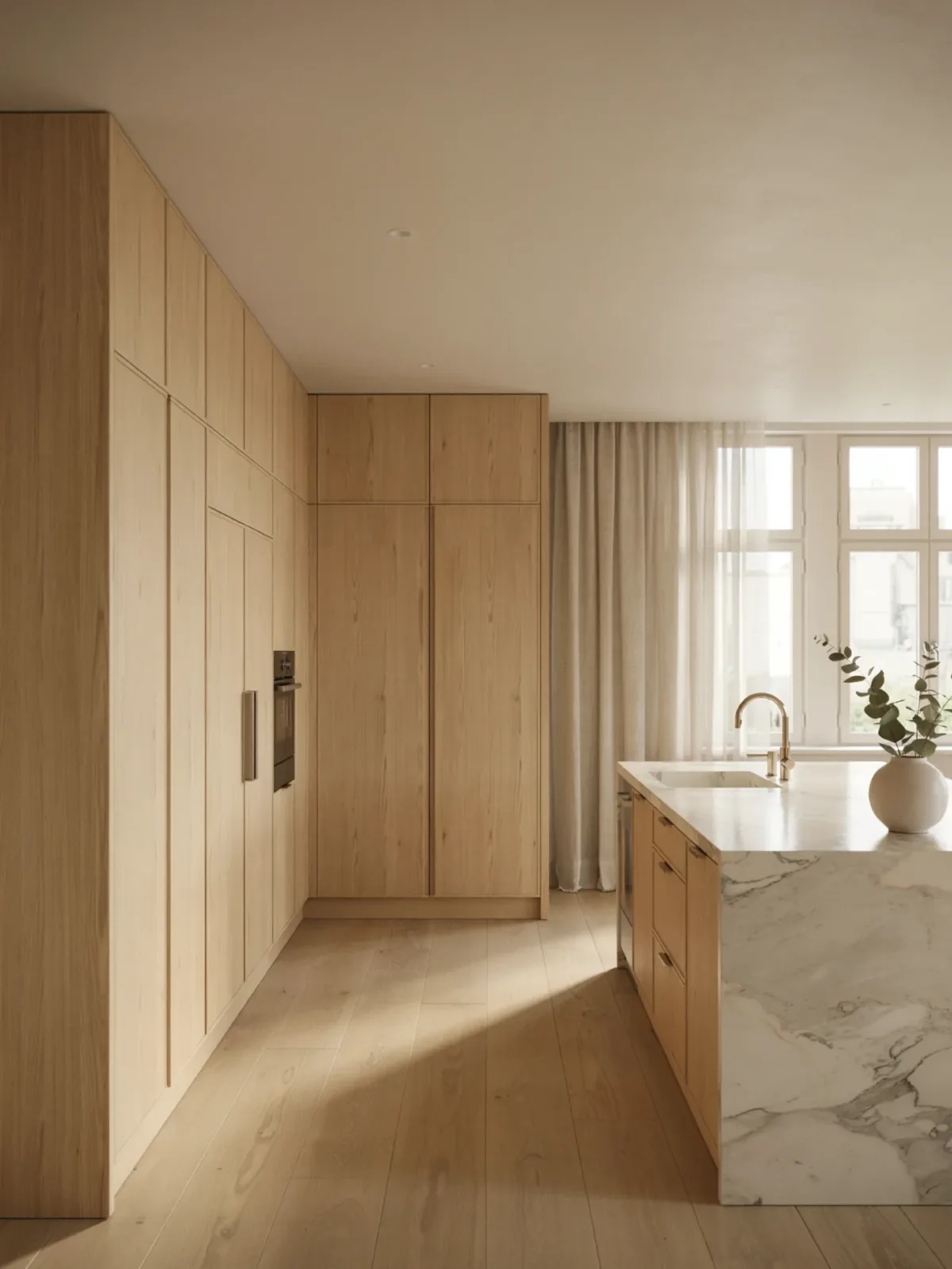 3. Floor-To-Ceiling Wood Kitchen With Hidden Storage 3. Floor-To-Ceiling Wood Kitchen With Hidden Storage
