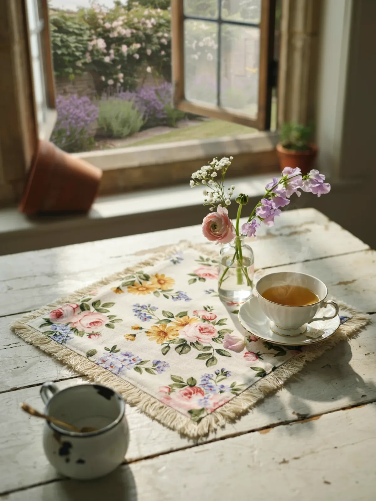 4. Floral Cottage Garden Mug Rug 4. Floral Cottage Garden Mug Rug