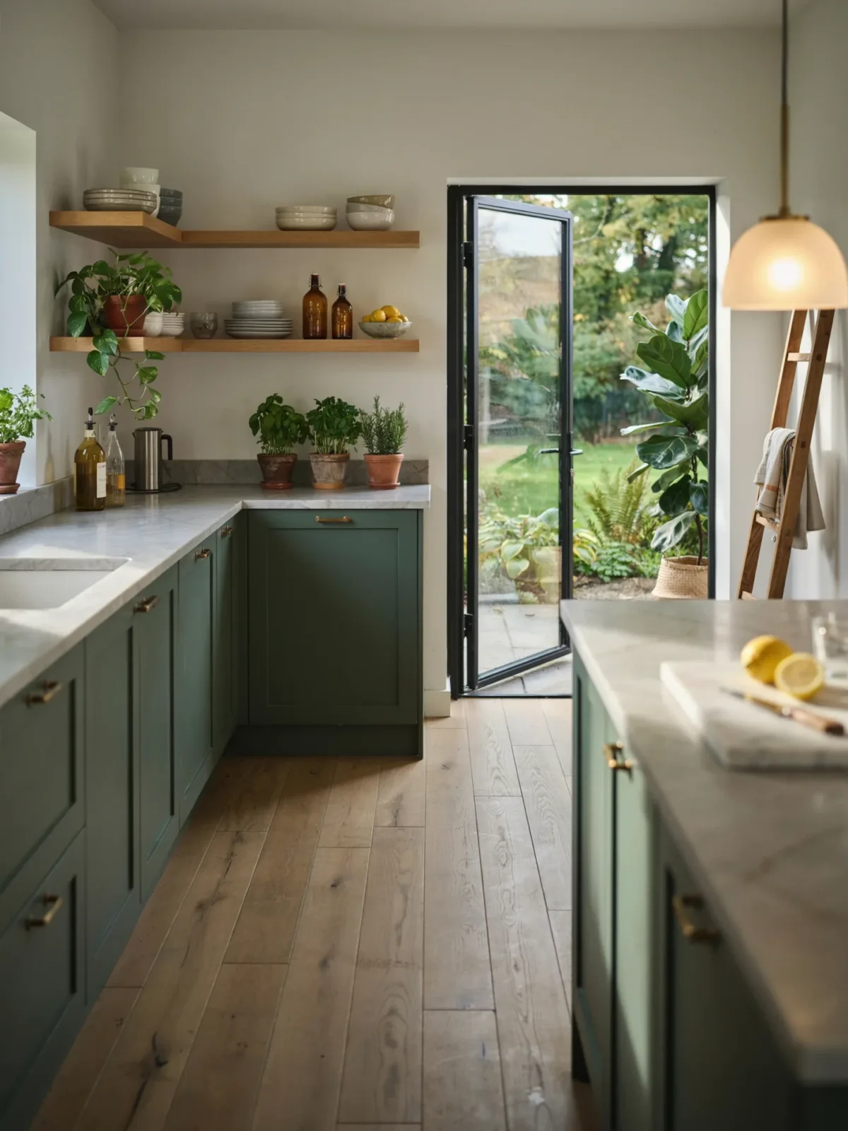 14. Green-Inspired Nature Lover's L-Shaped Kitchen 14. Green-Inspired Nature Lover's L-Shaped Kitchen