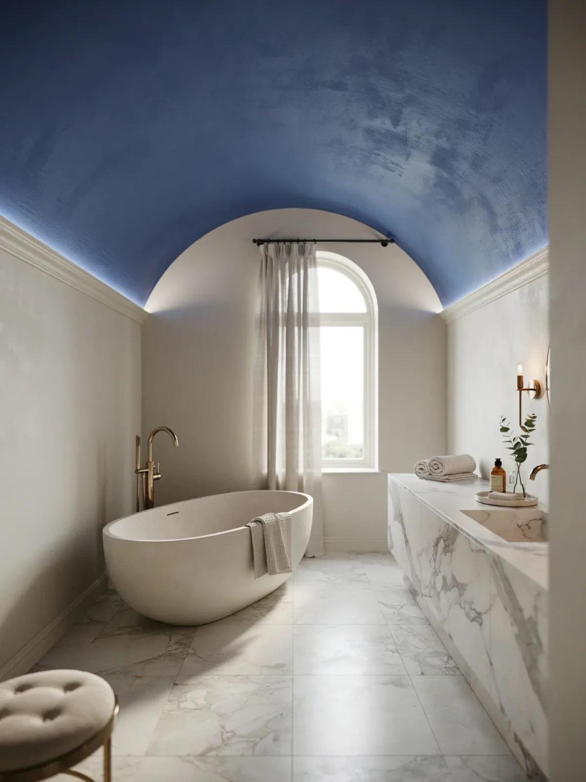 6. Luxe Bathroom With Sapphire Blue Drama