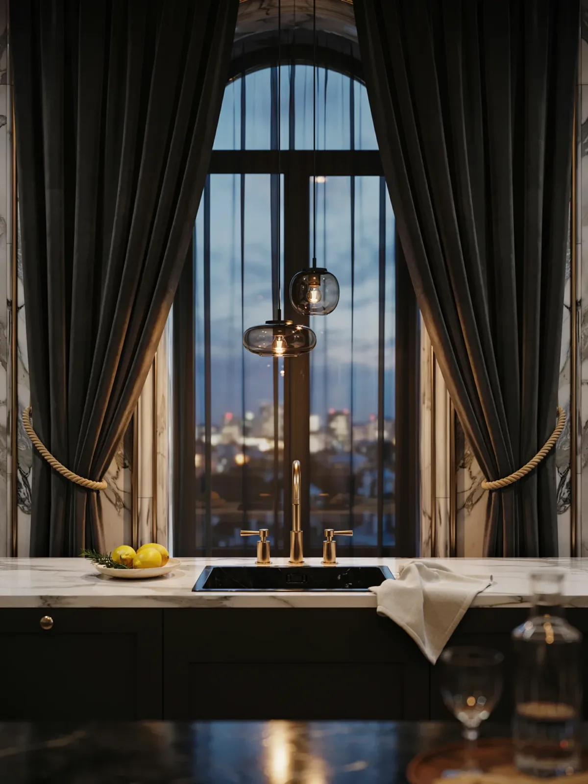 16. Luxe Black And Gold Statement Kitchen 16. Luxe Black And Gold Statement Kitchen
