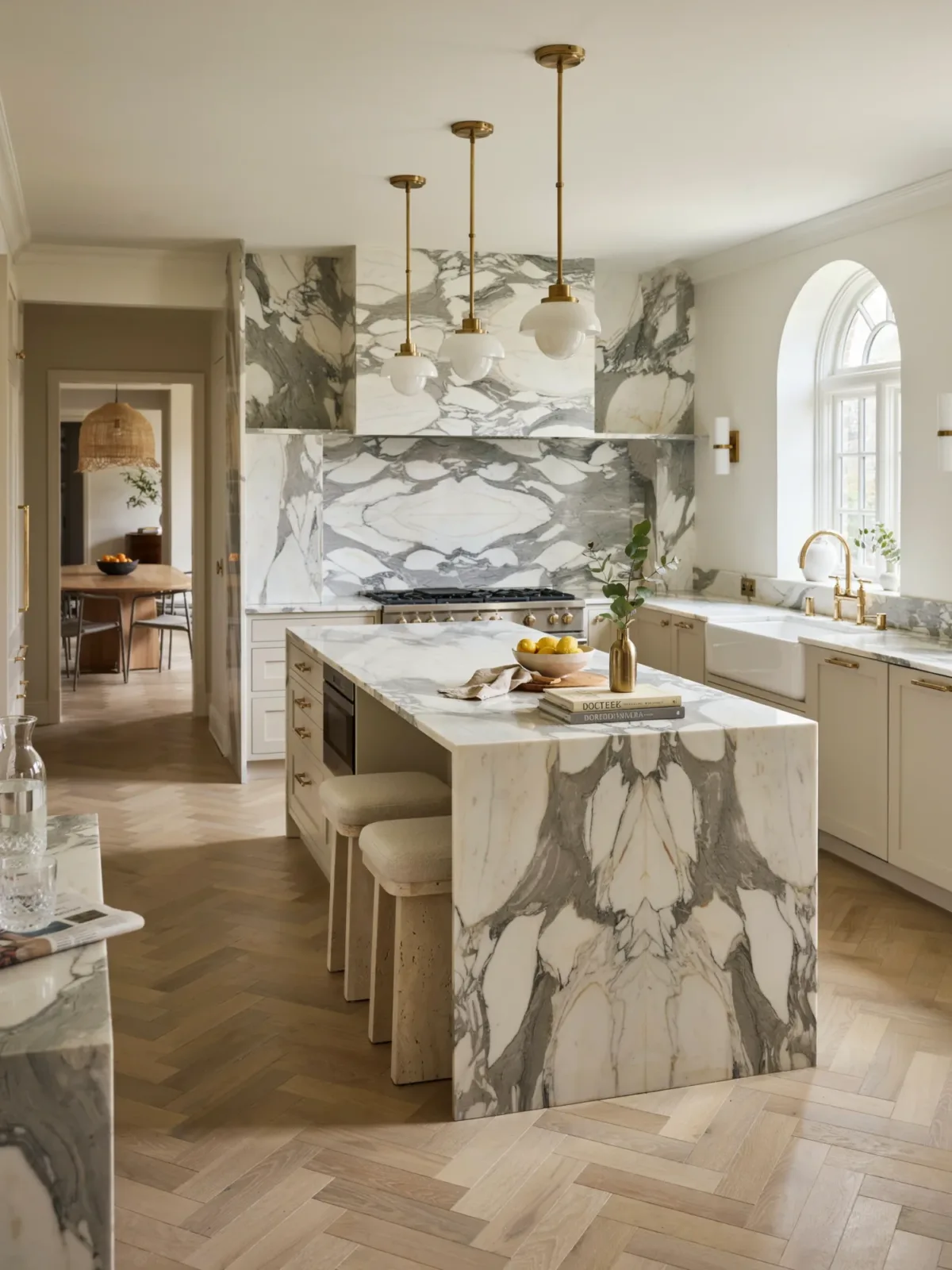 8. Luxury Marble L-Shaped Kitchen 8. Luxury Marble L-Shaped Kitchen