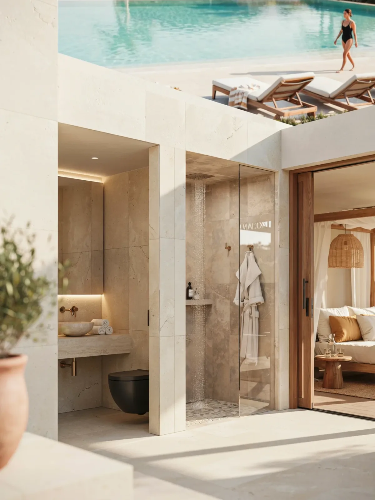 9. Luxury Poolside Cabana Bathroom 9. Luxury Poolside Cabana Bathroom