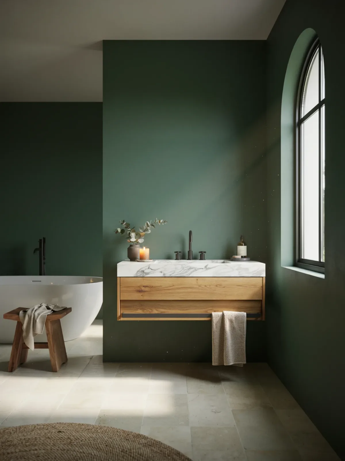 Materials That Complement Dark Green Bathrooms