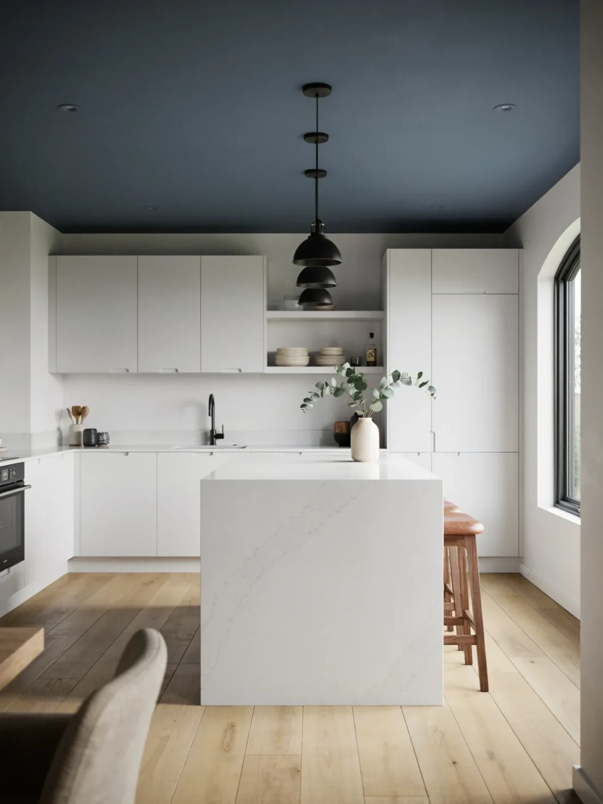7. Midnight Blue Kitchen With Contemporary Edge
