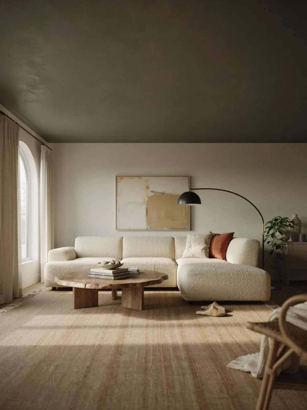 1. Modern Charcoal Living Room With Layered Neutrals