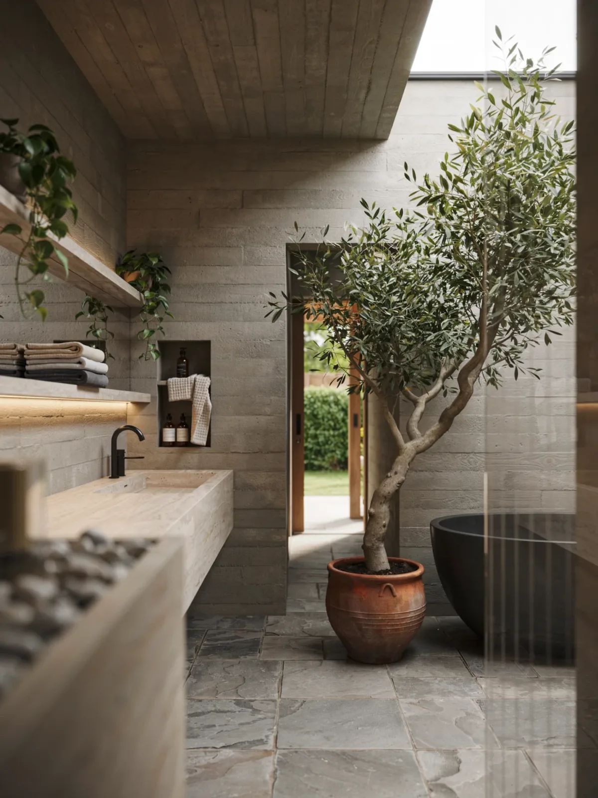 2. Modern Minimalist Courtyard Bathroom 2. Modern Minimalist Courtyard Bathroom