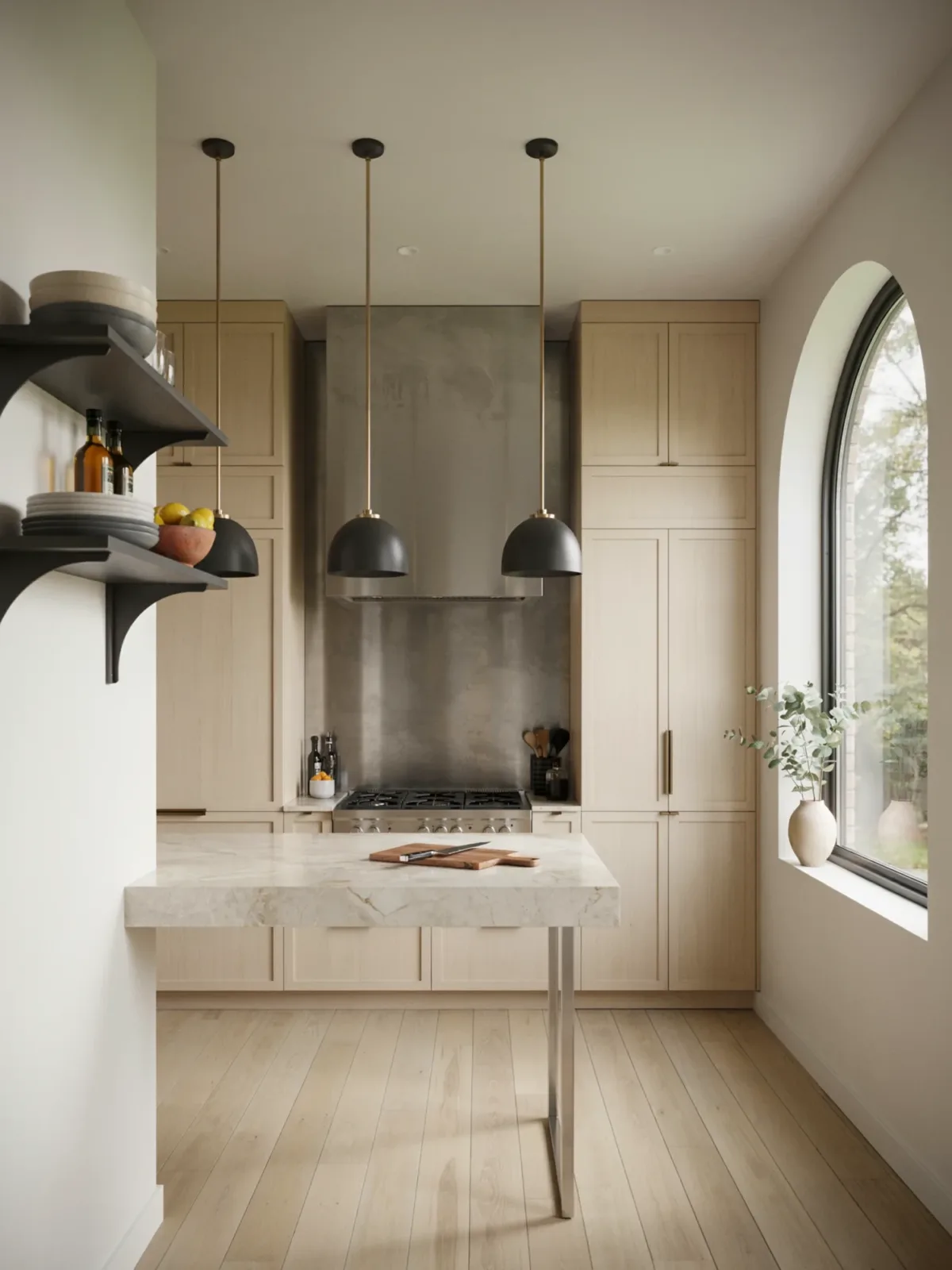7. Sleek Wood Kitchen With Metal Accents 7. Sleek Wood Kitchen With Metal Accents