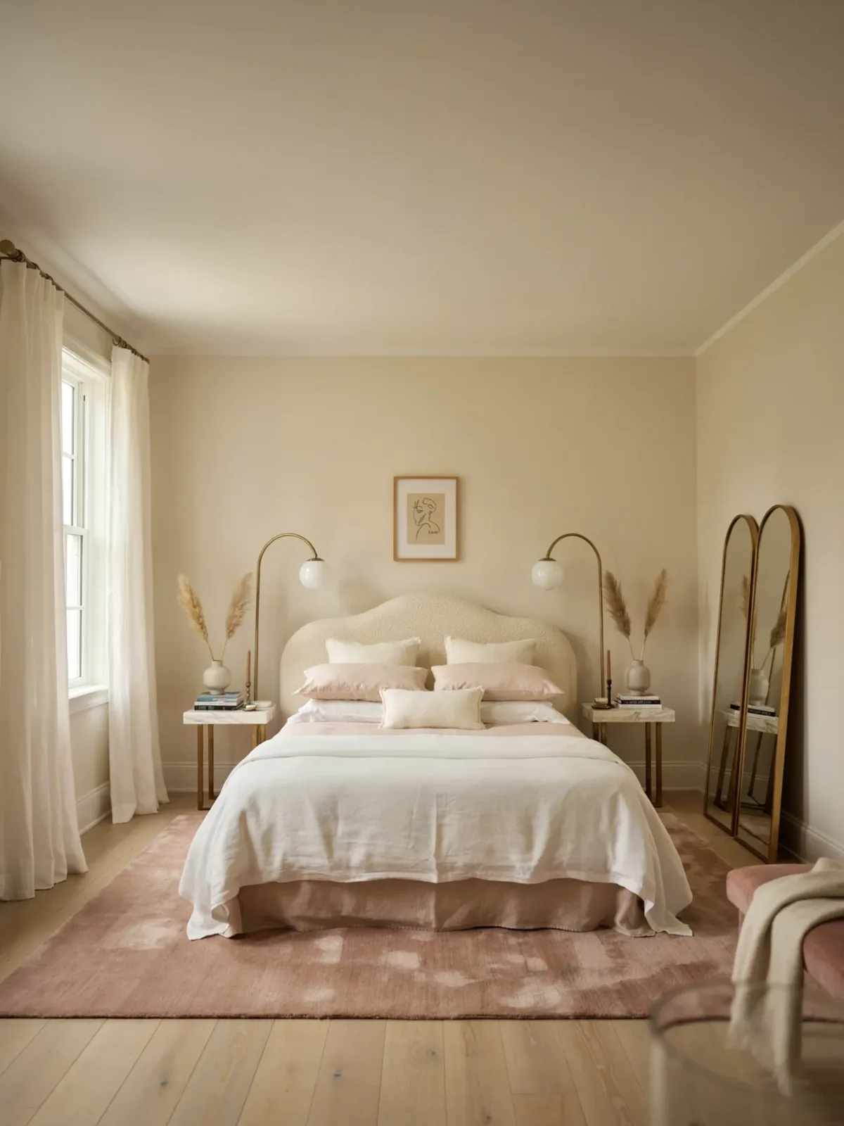 17. Soft Feminine Bedroom With Blush Pink Rug 17. Soft Feminine Bedroom With Blush Pink Rug
