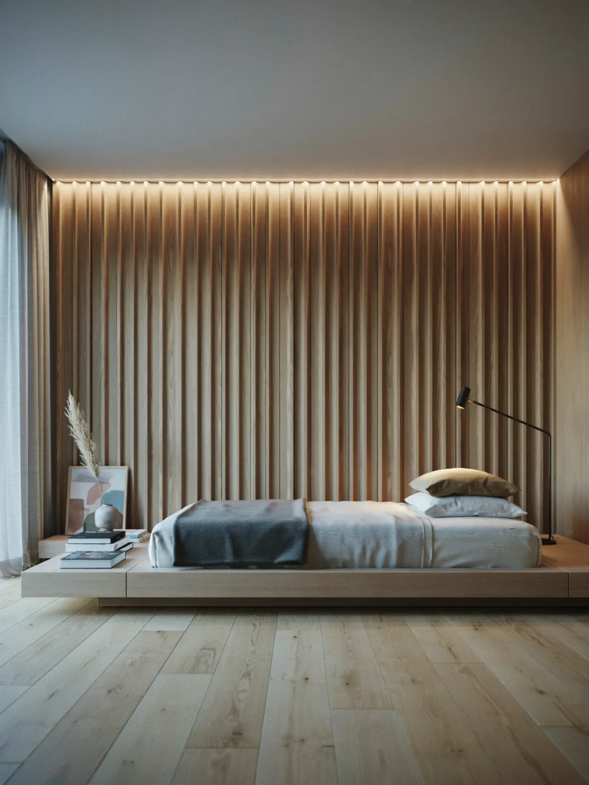 16. Three-Dimensional Wood Panel Accent Wall 16. Three-Dimensional Wood Panel Accent Wall