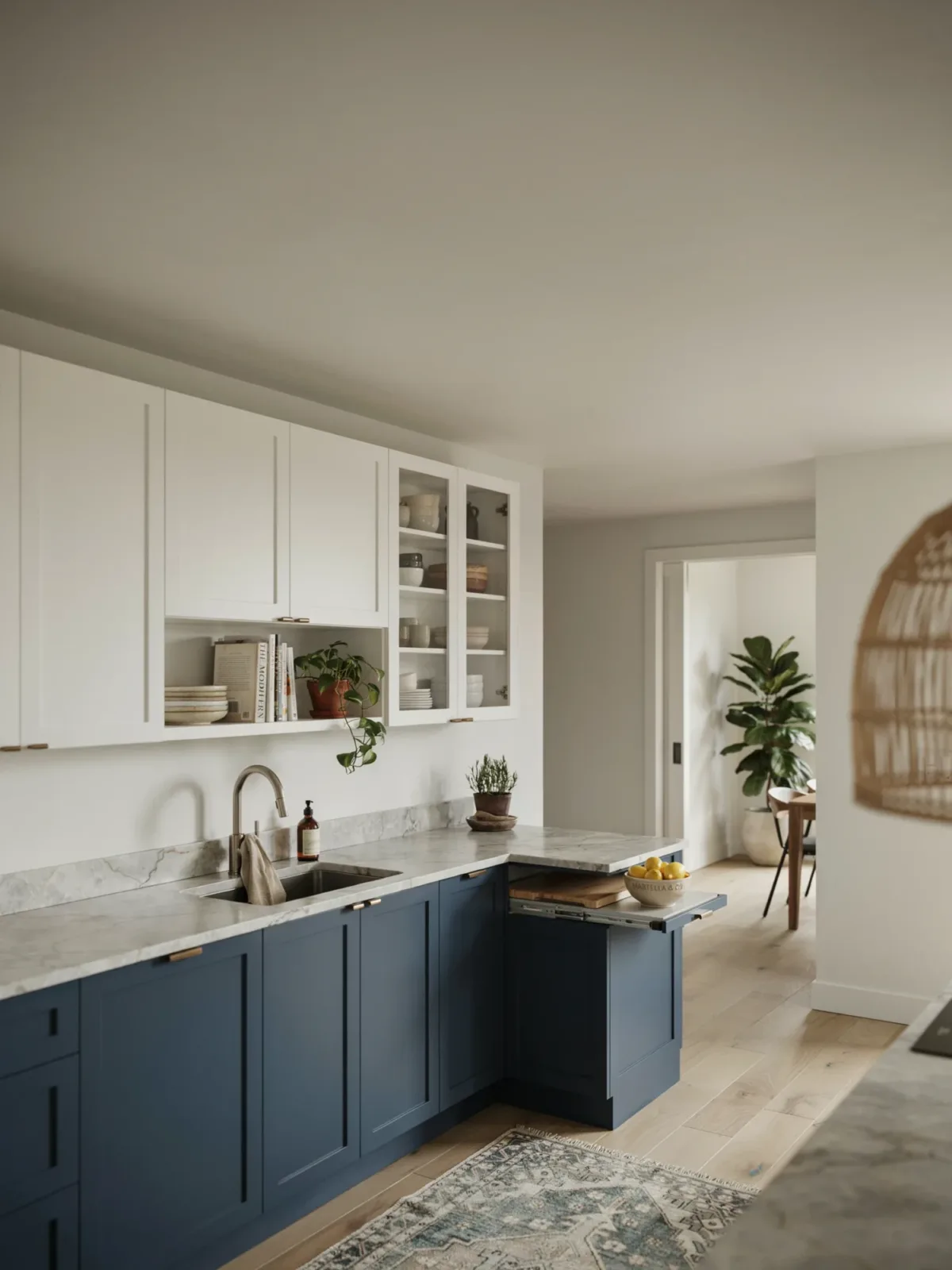 11. Two-Tone L-Shaped Kitchen With Visual Depth 11. Two-Tone L-Shaped Kitchen With Visual Depth