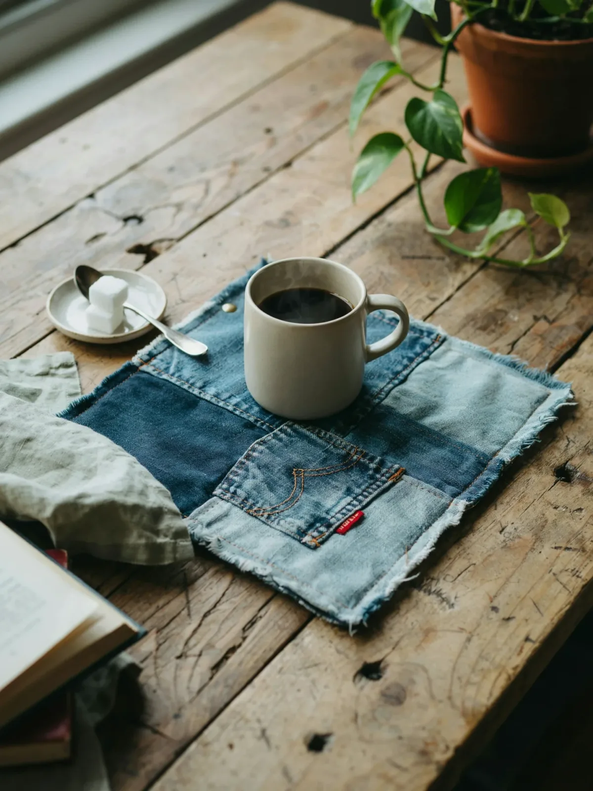 15. Vintage Denim Mug Rug With Upcycled Appeal 15. Vintage Denim Mug Rug With Upcycled Appeal