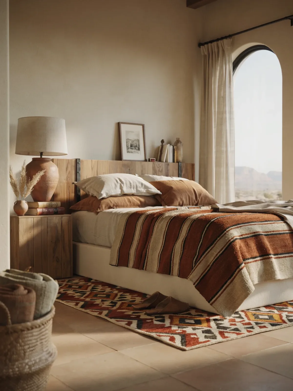 12. Warm Terracotta Retreat With Southwestern Rug 12. Warm Terracotta Retreat With Southwestern Rug
