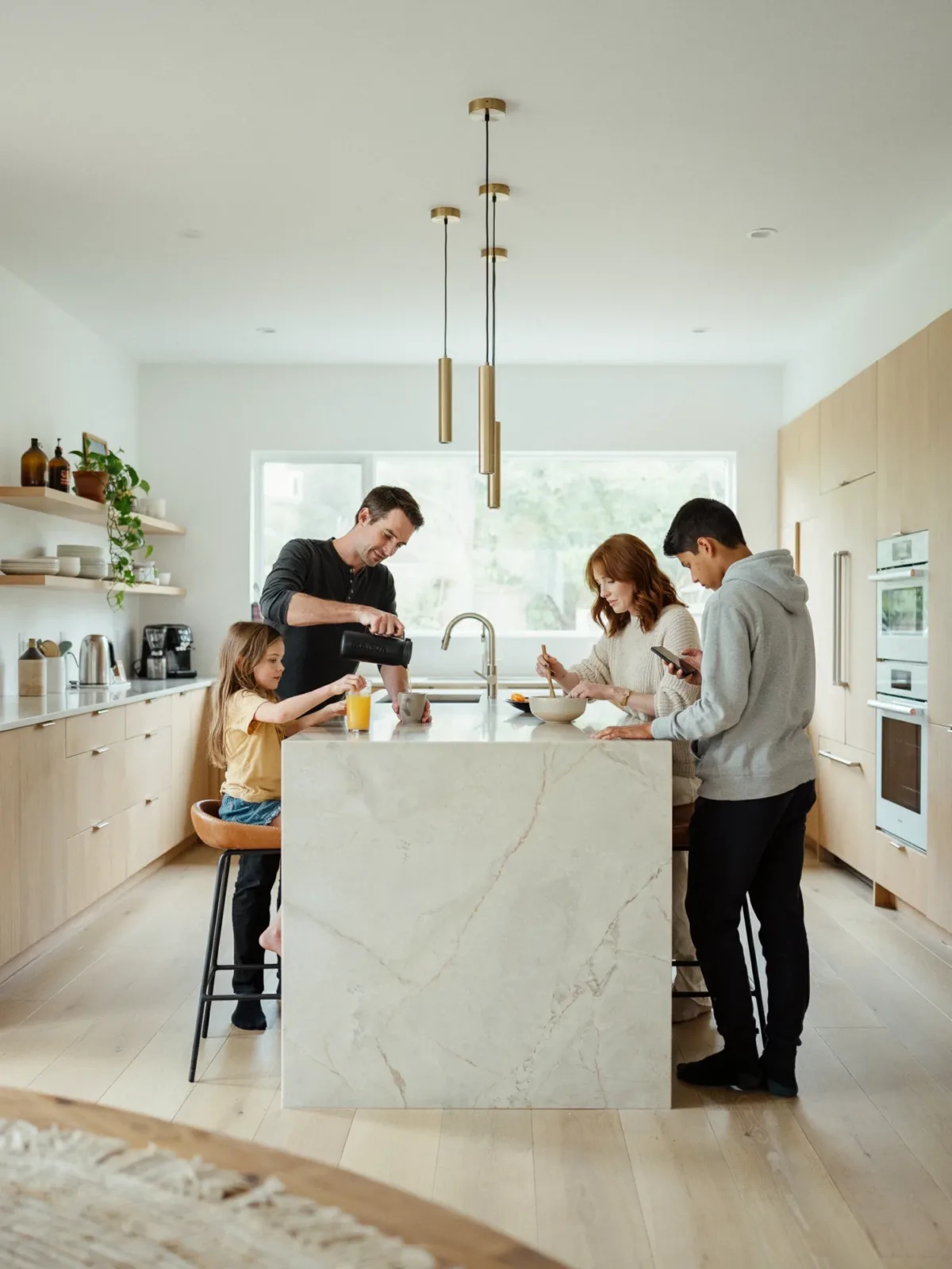 5. White Oak Kitchen With Waterfall Island 5. White Oak Kitchen With Waterfall Island