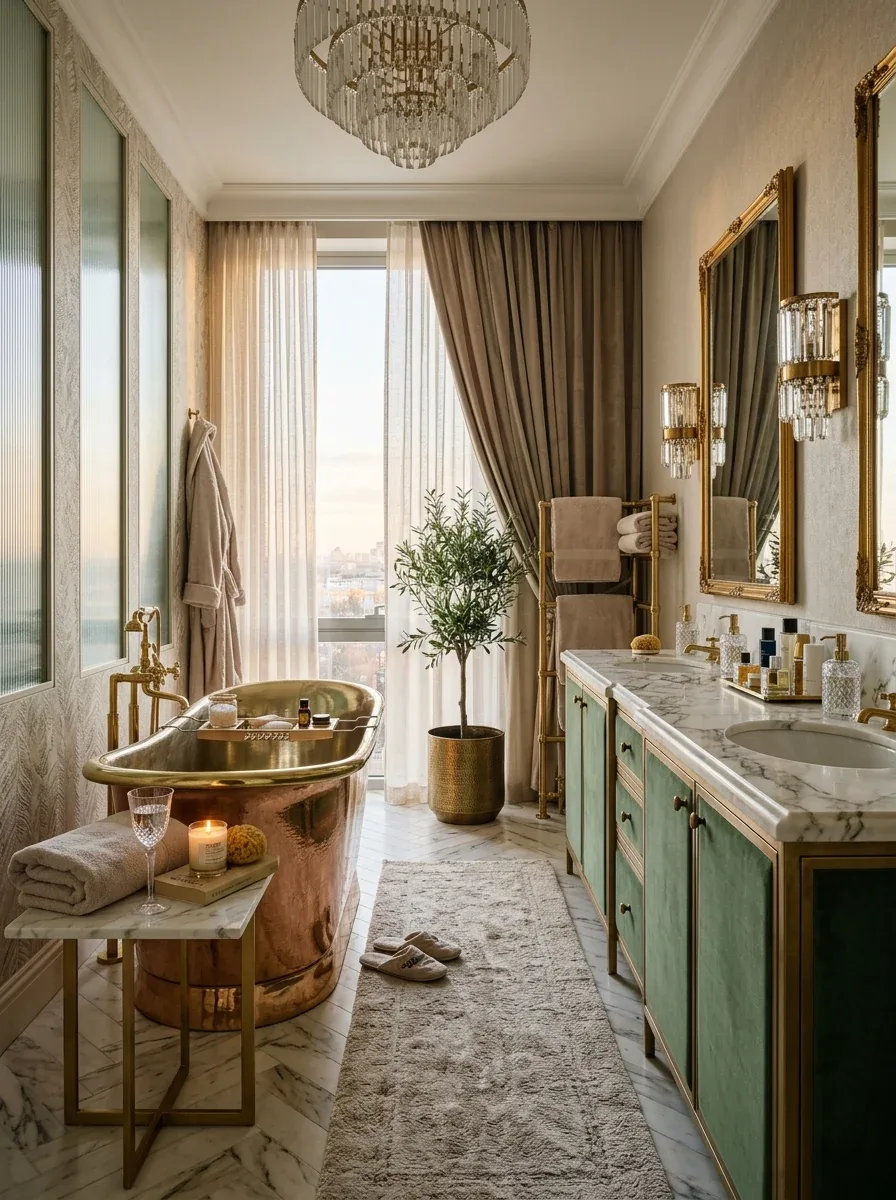 12 Glam Bathroom Ideas That Add Sparkle, Style, and Hotel Inspired Luxury