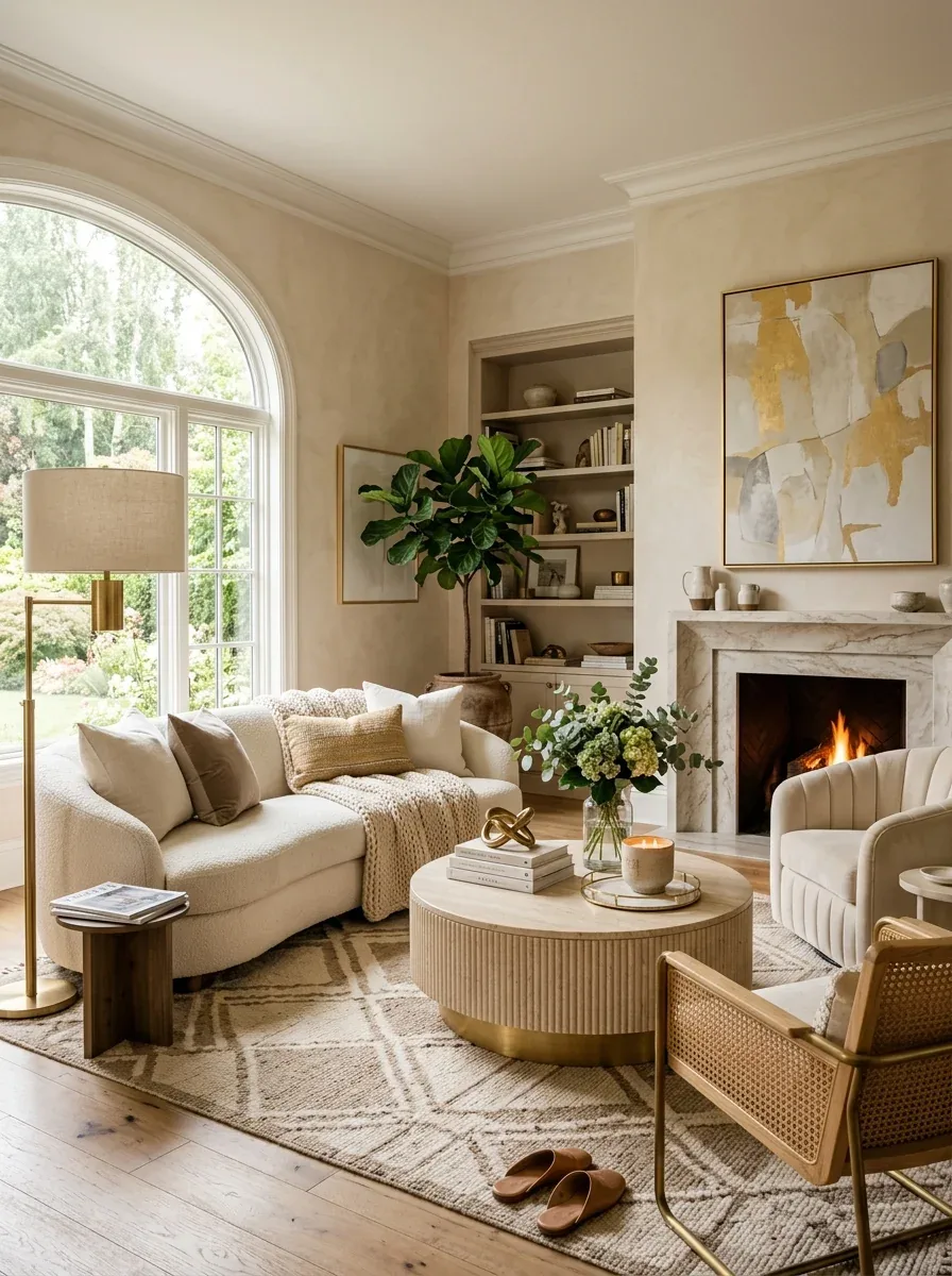 12 Neutral Glam Living Room Ideas That Blend Soft Tones With Luxurious Details