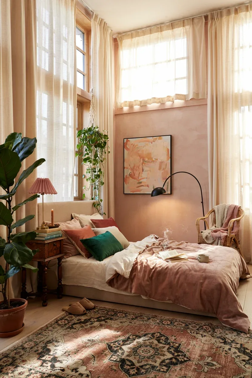 12 Pink Eclectic Bedroom Ideas That Blend Soft Colors With Bold Personality
